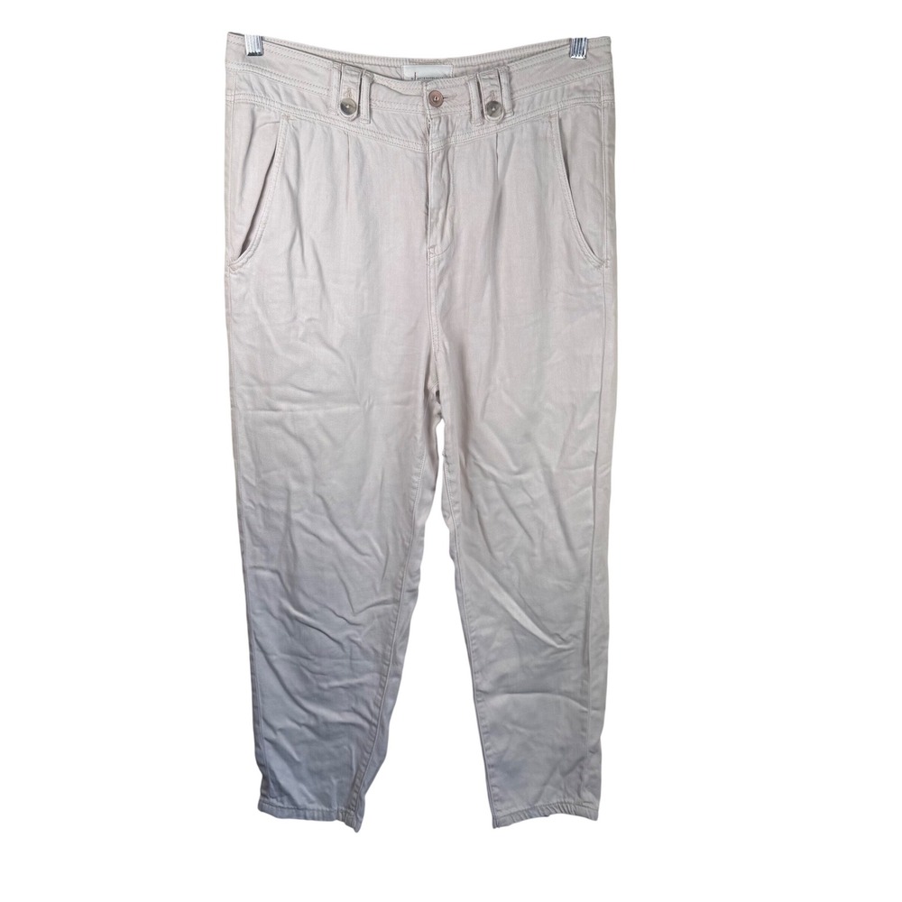 Anthropologie Utility Pants Womens 30 Cream High Rise Pleated Tapered Trousers